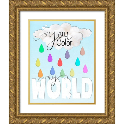 Color My World Gold Ornate Wood Framed Art Print with Double Matting by Santiago, Daniela