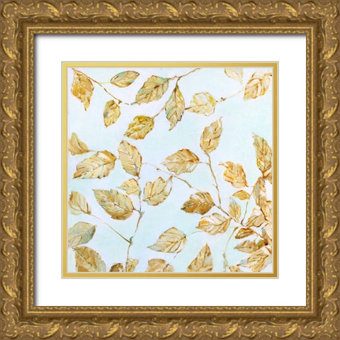 Dancing Birch Leaves Gold Ornate Wood Framed Art Print with Double Matting by Swatland, Sally