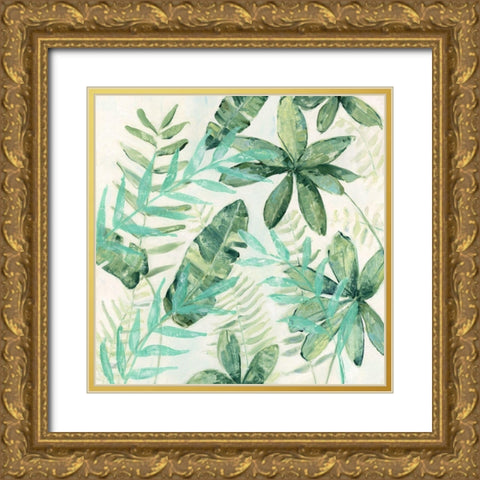 Palm Montage I Gold Ornate Wood Framed Art Print with Double Matting by Swatland, Sally