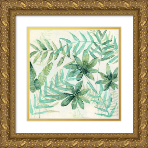 Palm Montage II Gold Ornate Wood Framed Art Print with Double Matting by Swatland, Sally