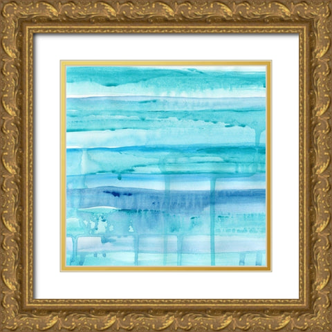 Ocean Blues Gold Ornate Wood Framed Art Print with Double Matting by Craven, Katrina