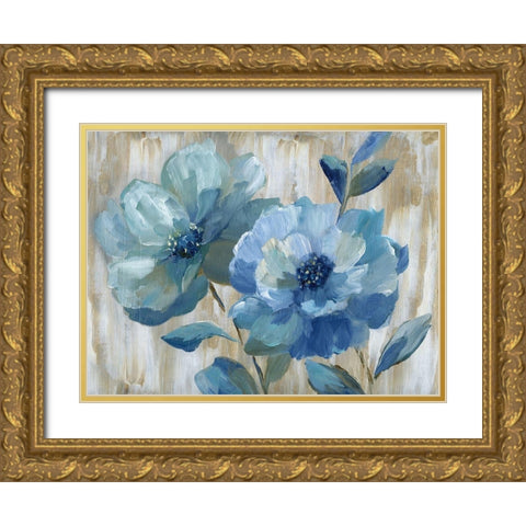 Blue Duo Gold Ornate Wood Framed Art Print with Double Matting by Nan