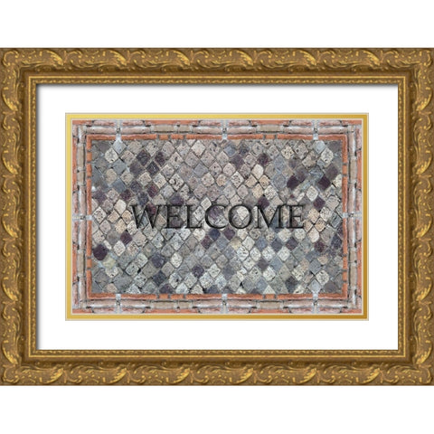 Pompeii Welcome Gold Ornate Wood Framed Art Print with Double Matting by Jill, Susan