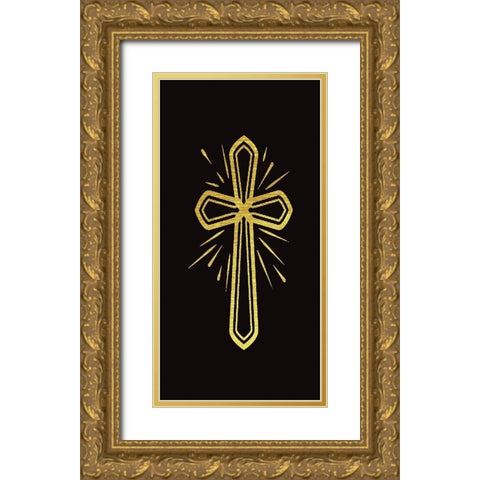 The Cross Gold Ornate Wood Framed Art Print with Double Matting by CAD Designs