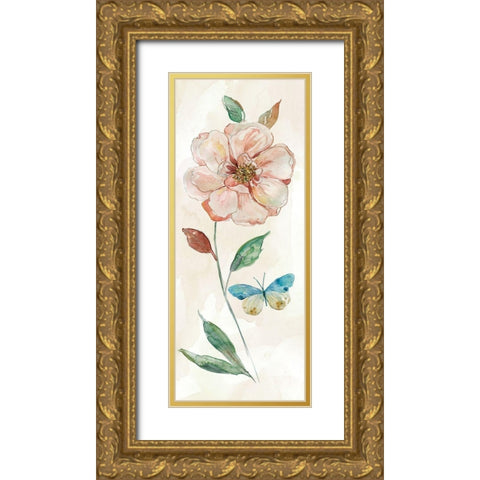 Rose Red Wash Gold Ornate Wood Framed Art Print with Double Matting by Robinson, Carol