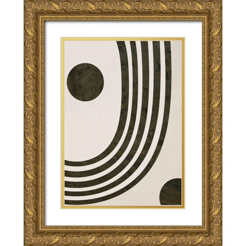Tubular Abstract Gold Ornate Wood Framed Art Print with Double Matting by Santiago, Daniela