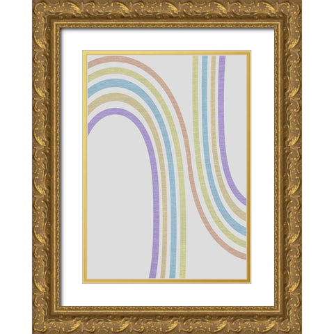 Tubular Abstract Gold Ornate Wood Framed Art Print with Double Matting by Santiago, Daniela