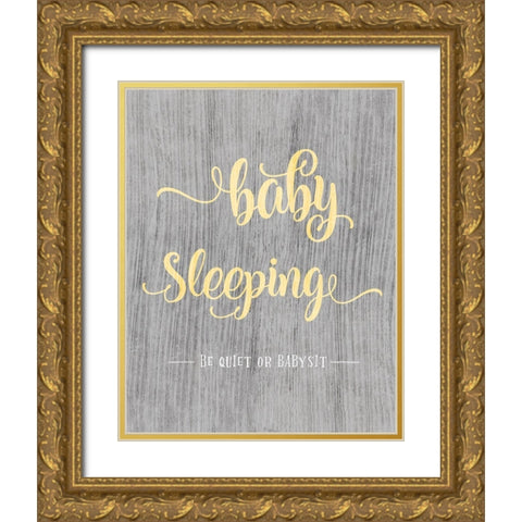 Baby Sleeping Gold Ornate Wood Framed Art Print with Double Matting by CAD Designs