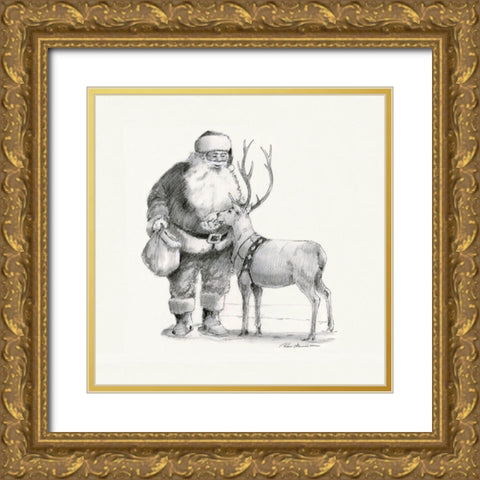 Santas Love Gold Ornate Wood Framed Art Print with Double Matting by Manning, Ruane