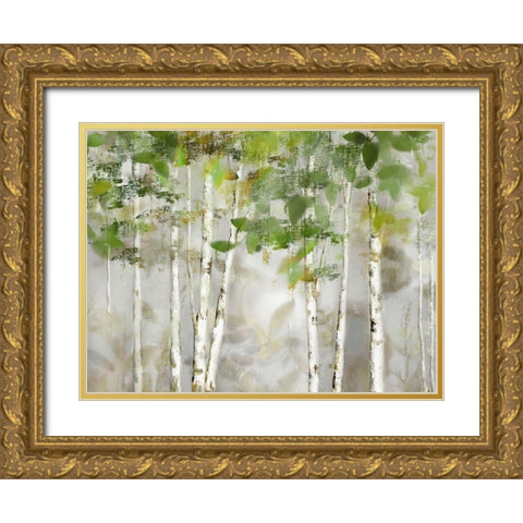 Evergreen Forest Gold Ornate Wood Framed Art Print with Double Matting by Nan