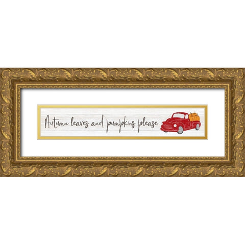Pumpkins Please Gold Ornate Wood Framed Art Print with Double Matting by CAD Designs