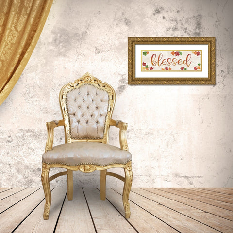 Blessed Leaves Gold Ornate Wood Framed Art Print with Double Matting by CAD Designs