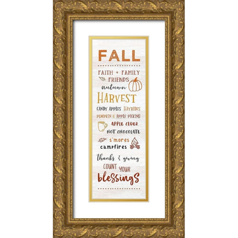 Fall Gold Ornate Wood Framed Art Print with Double Matting by CAD Designs