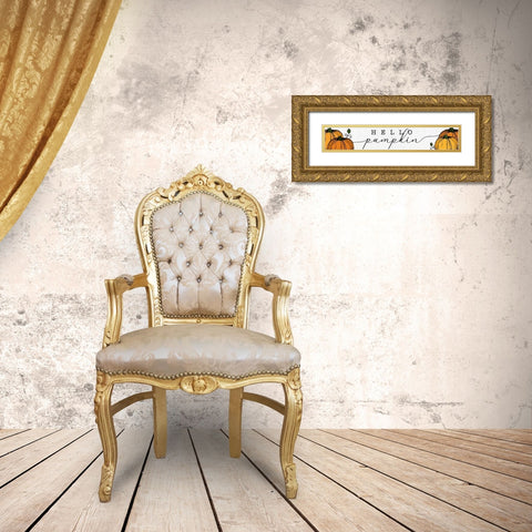 Hello Pumpkin Gold Ornate Wood Framed Art Print with Double Matting by CAD Designs
