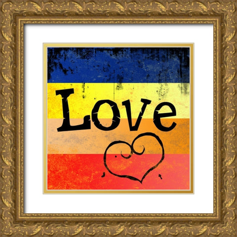 Grunge Love Gold Ornate Wood Framed Art Print with Double Matting by Santiago, Daniela
