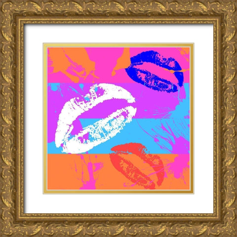 Kiss Gold Ornate Wood Framed Art Print with Double Matting by Santiago, Daniela