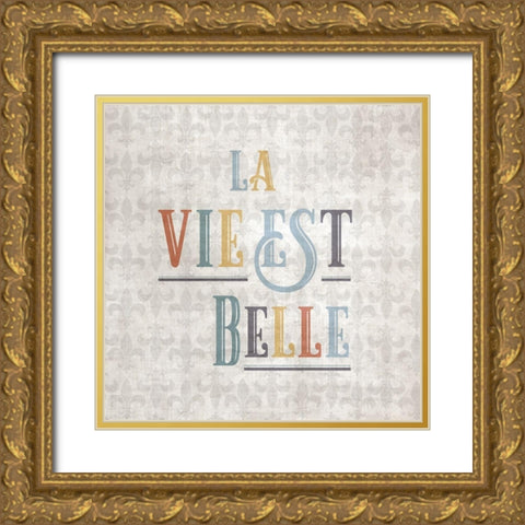 La Vie Gold Ornate Wood Framed Art Print with Double Matting by CAD Designs