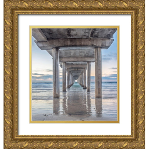 Scripps Pier Gold Ornate Wood Framed Art Print with Double Matting by Tilley, Rob