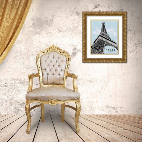 Mid Modern Paris Gold Ornate Wood Framed Art Print with Double Matting by Carpentieri, Natalie
