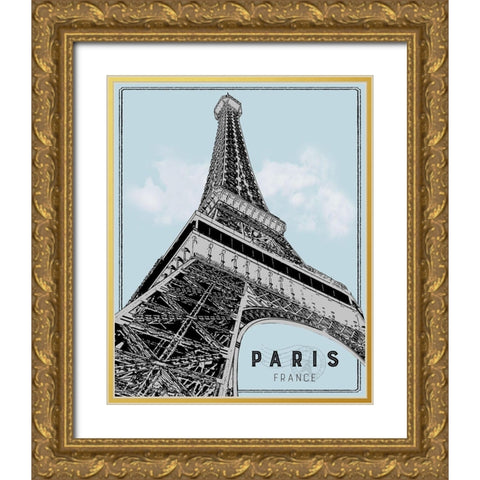 Mid Modern Paris Gold Ornate Wood Framed Art Print with Double Matting by Carpentieri, Natalie