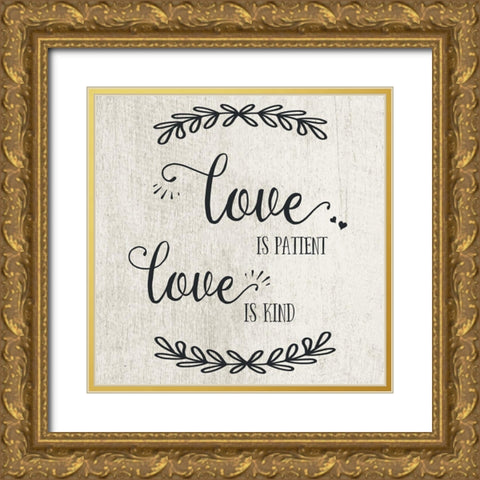 Love is Patient Gold Ornate Wood Framed Art Print with Double Matting by CAD Designs