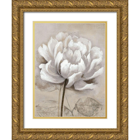 Soft White I Gold Ornate Wood Framed Art Print with Double Matting by Nan