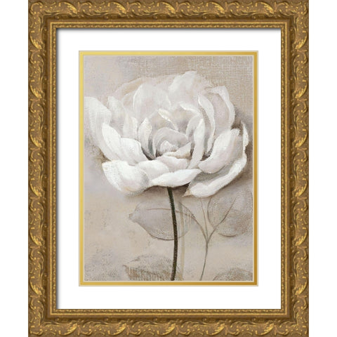 Soft White III Gold Ornate Wood Framed Art Print with Double Matting by Nan