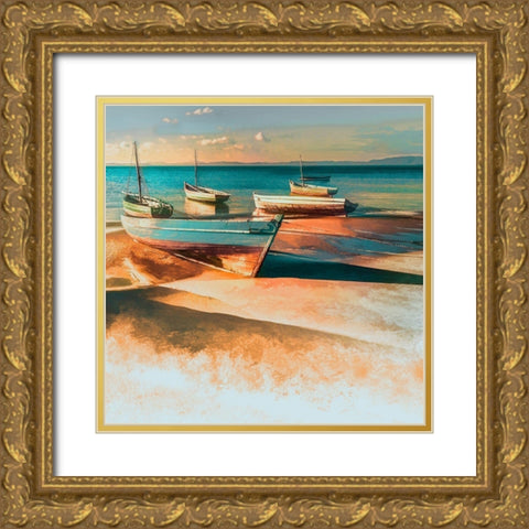 Shadow Boat I Gold Ornate Wood Framed Art Print with Double Matting by Calascibetta, Mike