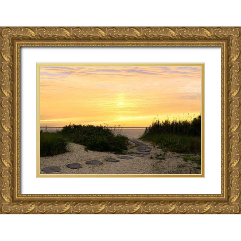 Sunset Path Gold Ornate Wood Framed Art Print with Double Matting by Carpentieri, Natalie