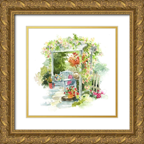 Garden Retreat Gold Ornate Wood Framed Art Print with Double Matting by Robinson, Carol