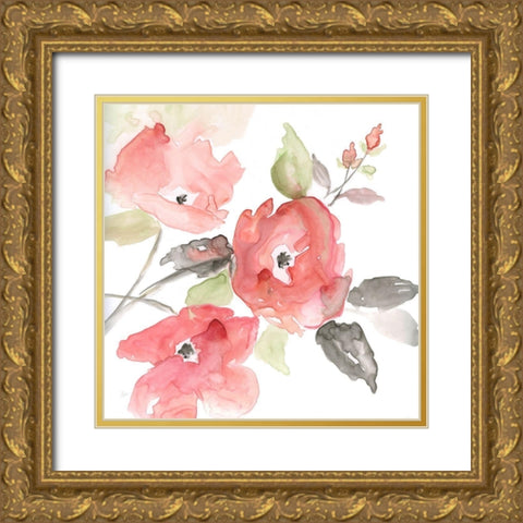 Coral Blush I Gold Ornate Wood Framed Art Print with Double Matting by Nan