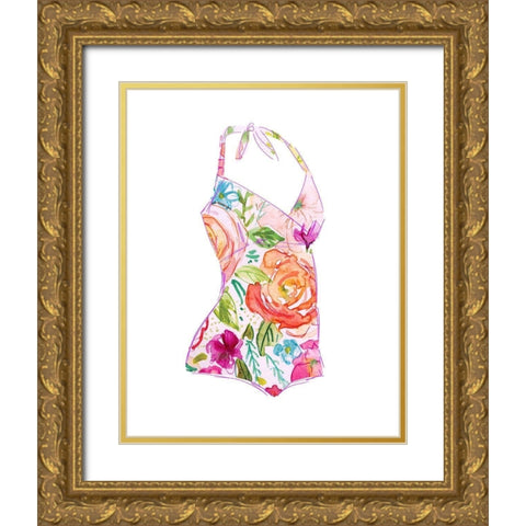 Tropical Swimwear I Gold Ornate Wood Framed Art Print with Double Matting by Robinson, Carol
