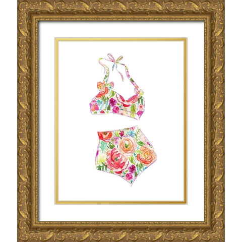 Tropical Swimwear III Gold Ornate Wood Framed Art Print with Double Matting by Robinson, Carol