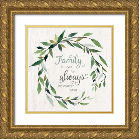Family Forever Gold Ornate Wood Framed Art Print with Double Matting by Robinson, Carol