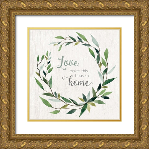 Love Home Gold Ornate Wood Framed Art Print with Double Matting by Robinson, Carol