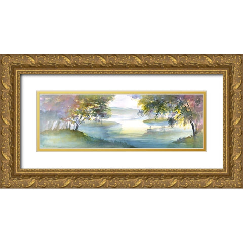 Meandering Lake I Gold Ornate Wood Framed Art Print with Double Matting by Troise Heidel, Theresa