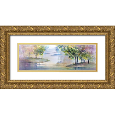 Meandering Lake II Gold Ornate Wood Framed Art Print with Double Matting by Troise Heidel, Theresa