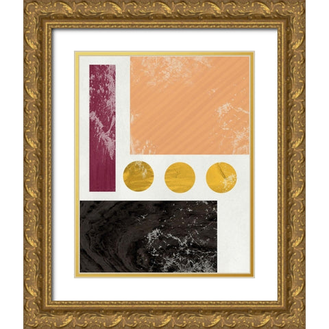 Essie Abstract II Gold Ornate Wood Framed Art Print with Double Matting by Santiago, Daniela