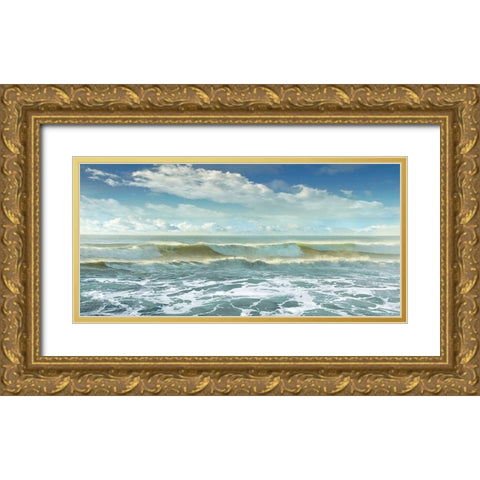 Surf Is Up Gold Ornate Wood Framed Art Print with Double Matting by Calascibetta, Mike