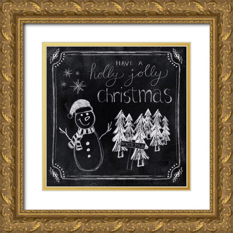 Holly Jolly Gold Ornate Wood Framed Art Print with Double Matting by Carpentieri, Natalie