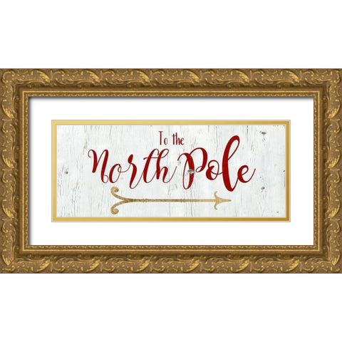 North Pole Gold Ornate Wood Framed Art Print with Double Matting by Santiago, Daniela