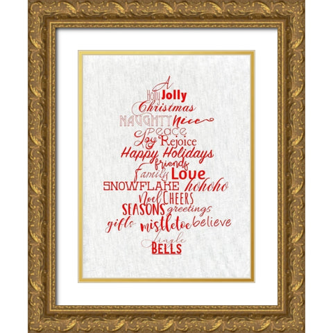 Christmas Type Trees Gold Ornate Wood Framed Art Print with Double Matting by Santiago, Daniela
