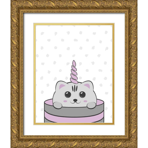 Caticorn I Gold Ornate Wood Framed Art Print with Double Matting by Murray, Amanda