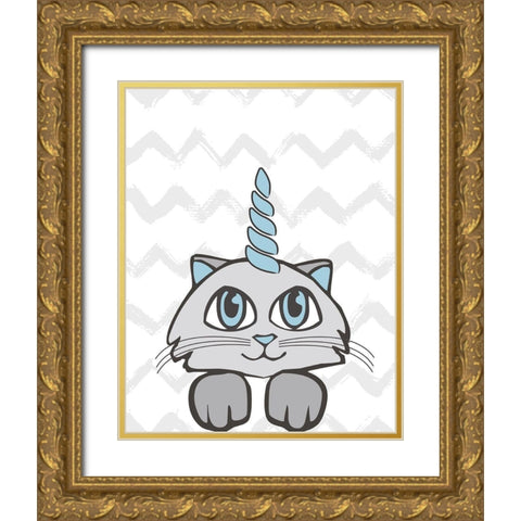 Caticorn II Gold Ornate Wood Framed Art Print with Double Matting by Murray, Amanda