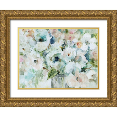 Blooming Softly Gold Ornate Wood Framed Art Print with Double Matting by Robinson, Carol