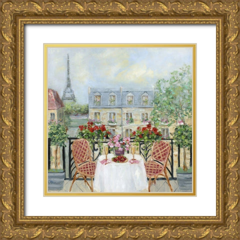 Toast to Paris Gold Ornate Wood Framed Art Print with Double Matting by Swatland, Sally