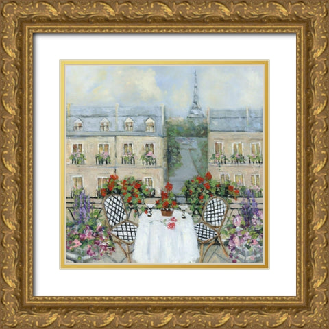 Paris Veranda Gold Ornate Wood Framed Art Print with Double Matting by Swatland, Sally