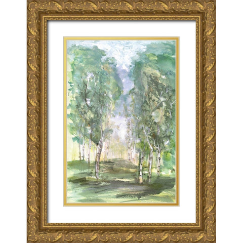 Birch Meadow Gold Ornate Wood Framed Art Print with Double Matting by Jill, Susan