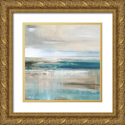 Abstract Sea Gold Ornate Wood Framed Art Print with Double Matting by Nan