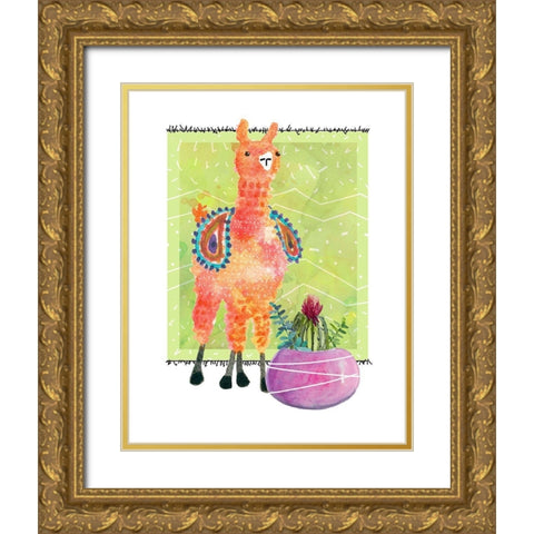 Lovely Llama I Gold Ornate Wood Framed Art Print with Double Matting by Robinson, Carol